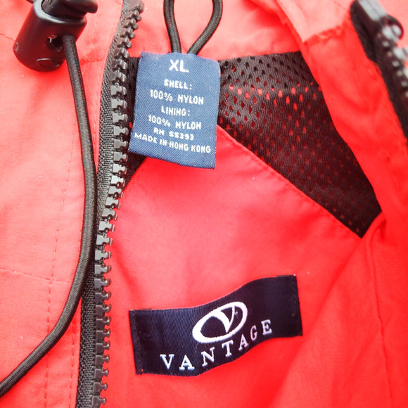 Vantage Anorak Jacket Red 1/2 Zip Red Windbreaker Men's XL Vintage - Picture 5 of 6